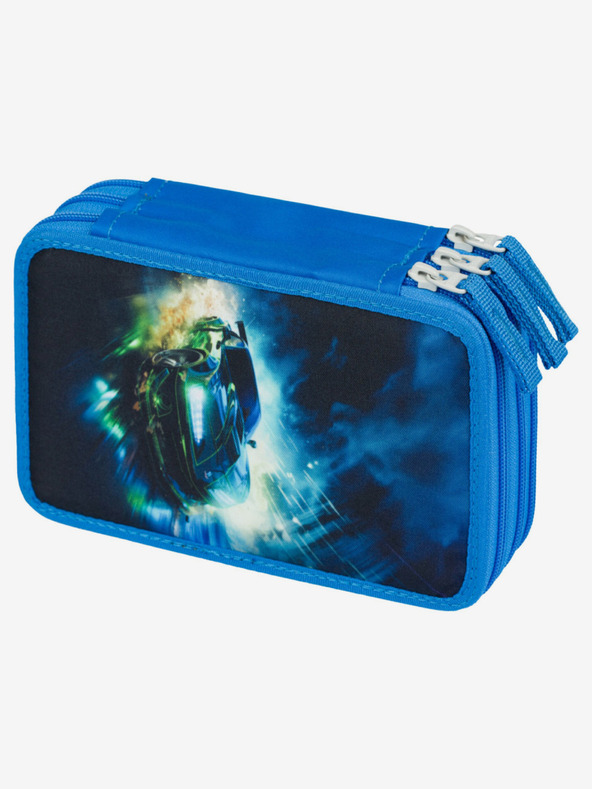 BAAGL  Valiză pentru creioane școlare albastră, trei niveluri Baagl Racing Car