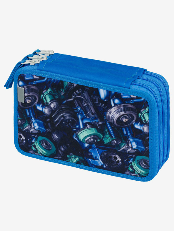 BAAGL  Valiză pentru creioane școlare albastră, trei niveluri Baagl Racing Car