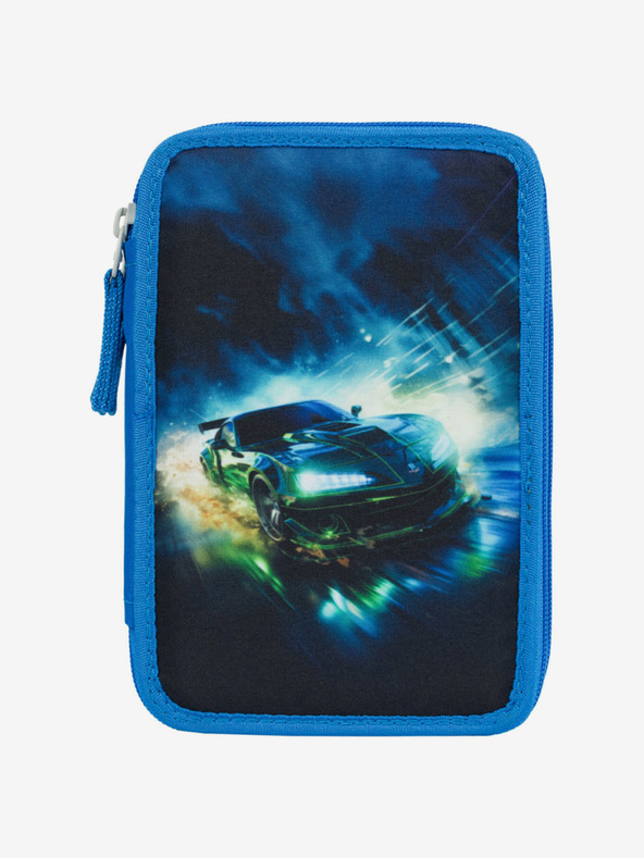 BAAGL  Valiză pentru creioane școlare albastră, trei niveluri Baagl Racing Car