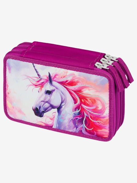 BAAGL  Baagl Unicorn Kingdom Trusă pentru creioane școlare mov cu trei niveluri