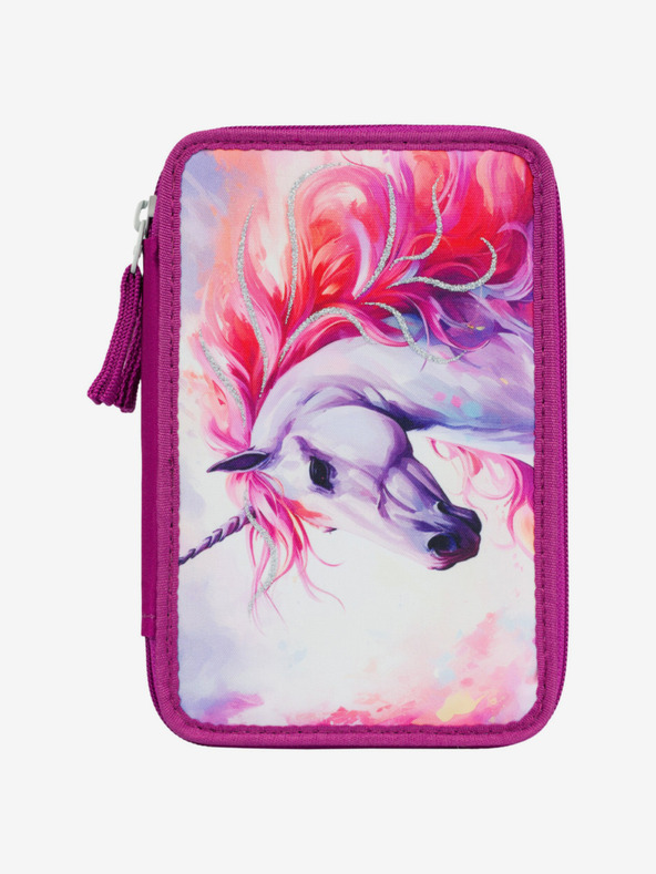 BAAGL  Baagl Unicorn Kingdom Trusă pentru creioane școlare mov cu trei niveluri