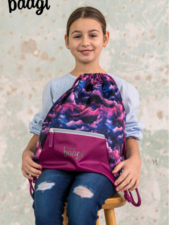 BAAGL  Geantă mov cu buzunar Baagl Unicorn Kingdom