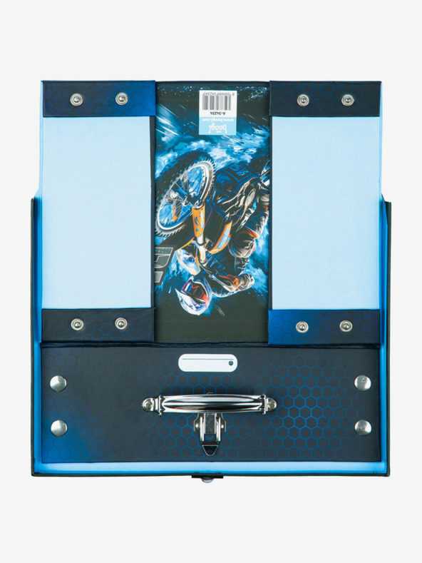 BAAGL  Geantă școlară pliabilă albastră cu accesorii Baagl Motorbike