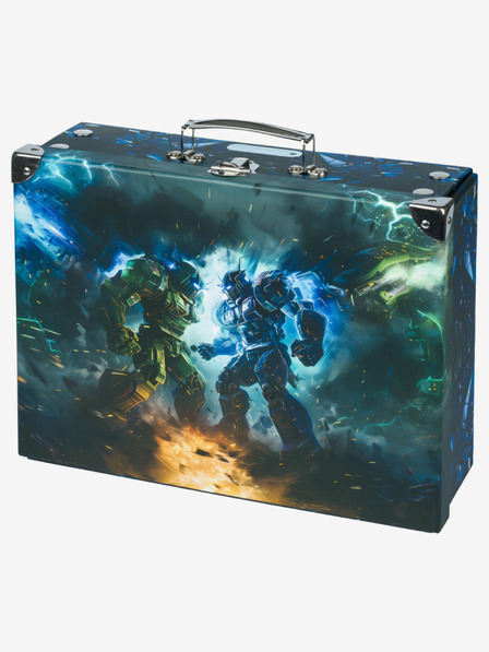 BAAGL  Geantă de școală pliabilă neagră cu accesorii Baagl Robots