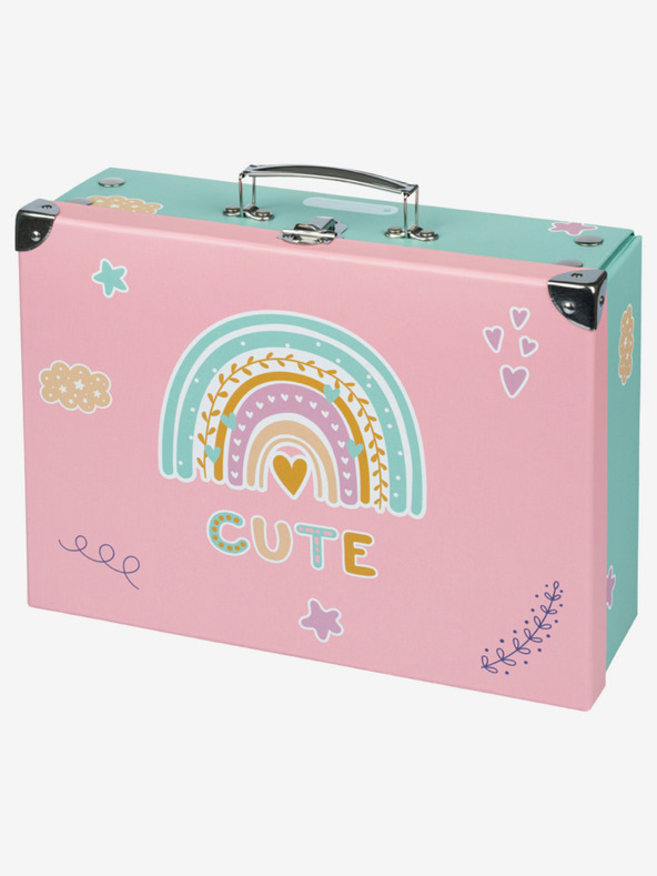 BAAGL  Trusă școlară pliabilă roz cu accesorii Baagl Rainbow