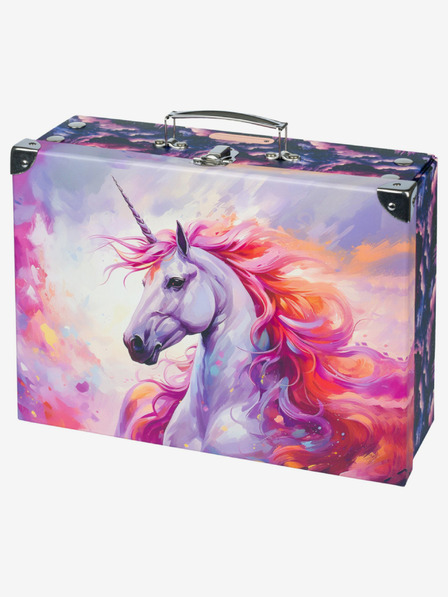 BAAGL  Trusă școlară pliabilă mov cu accesorii Baagl Unicorn Kingdom