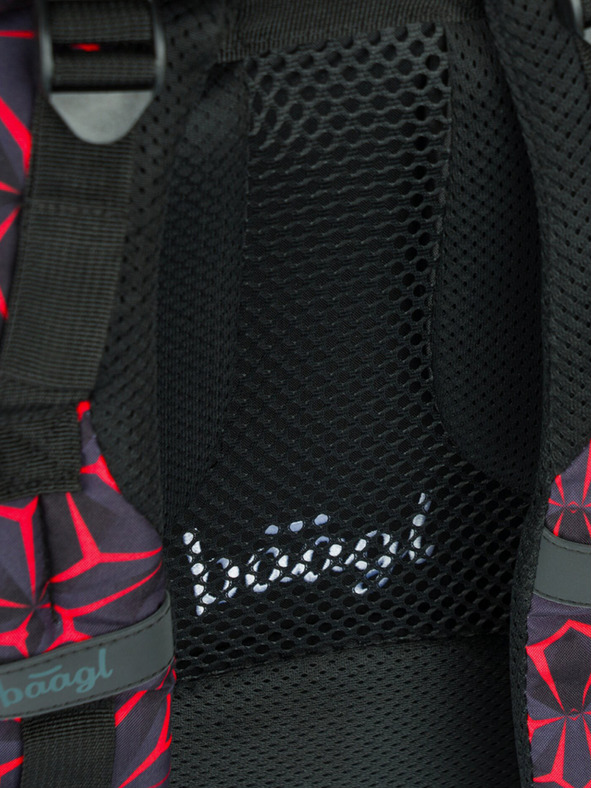 BAAGL  Rucsac școlar negru Baagl Core Red Polygon