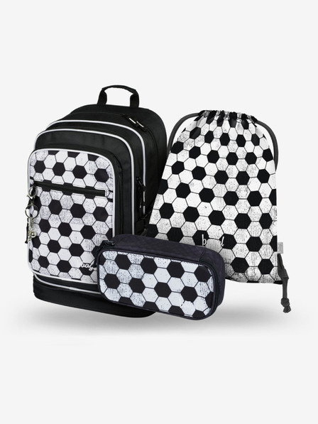 BAAGL  Rucsac școlar negru, set cutie creioane și geantă Baagl Cubic Goal