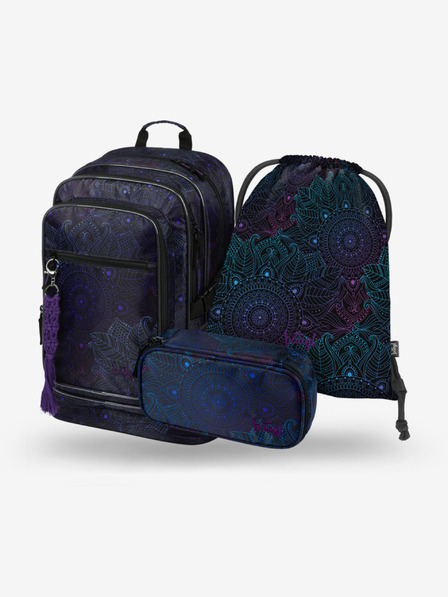 BAAGL  Set școlar negru cu model - rucsac, penar și geantă Baagl Cubic Zen