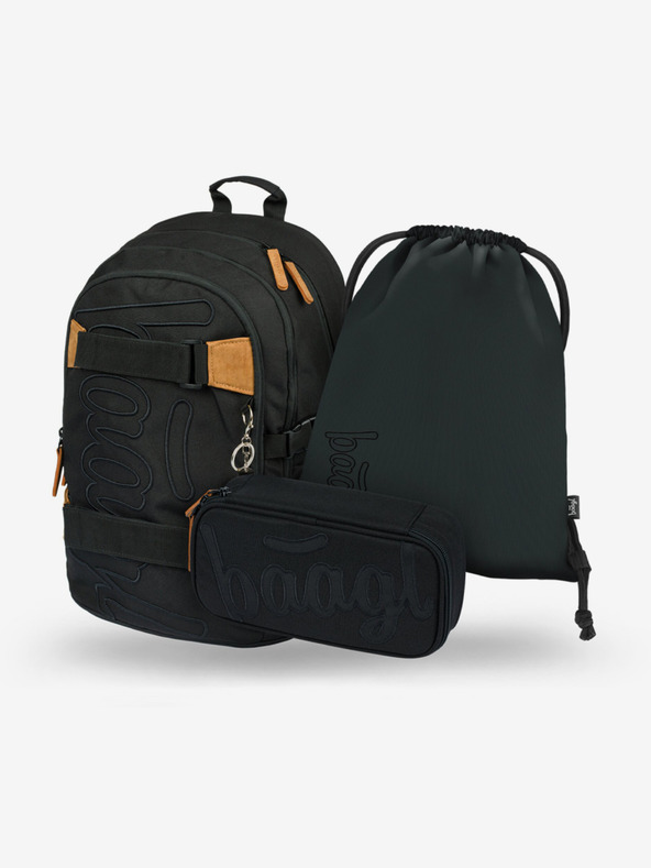 BAAGL  Set școlar gri - rucsac, penar și geantă Baagl Skate Darkness