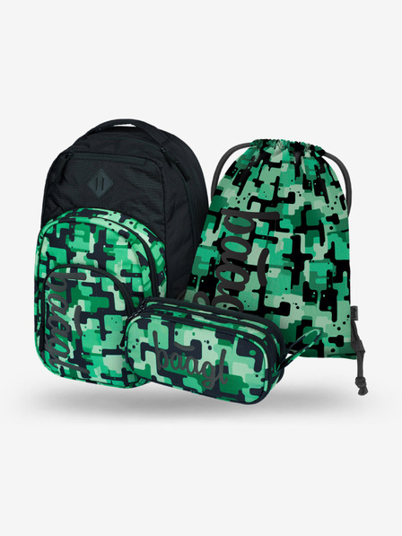 BAAGL  Set școlar negru - rucsac, penar, geantă Baagl Coolmate Green