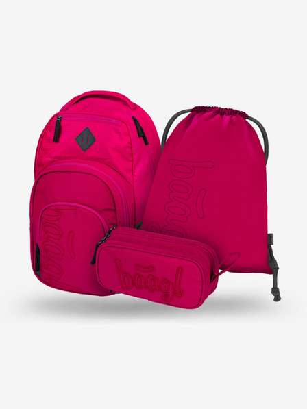 BAAGL  Set școlar roșu - rucsac, penar, geantă Baagl Coolmate Ruby