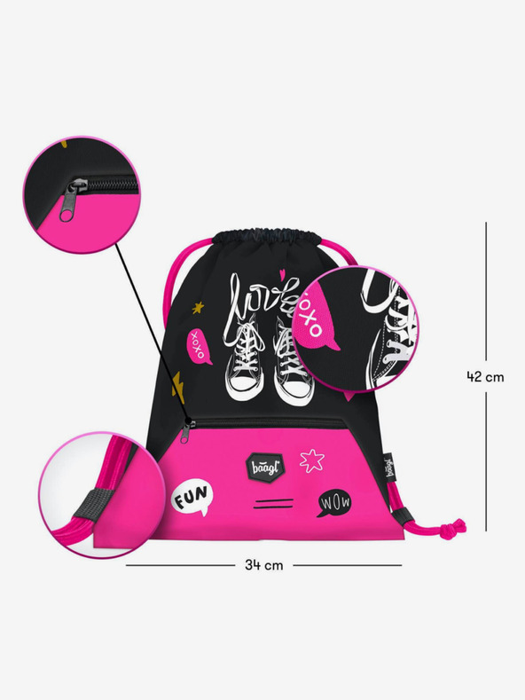 BAAGL  Negru 3 seturi sneakers: rucsac, penar și geantă Baagl