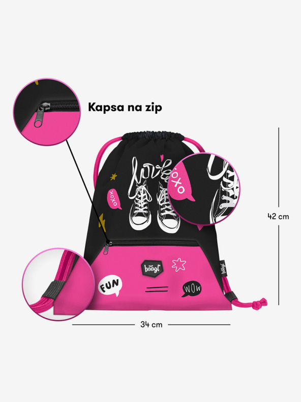 BAAGL  Negru 3 seturi sneakers: rucsac, penar și geantă Baagl