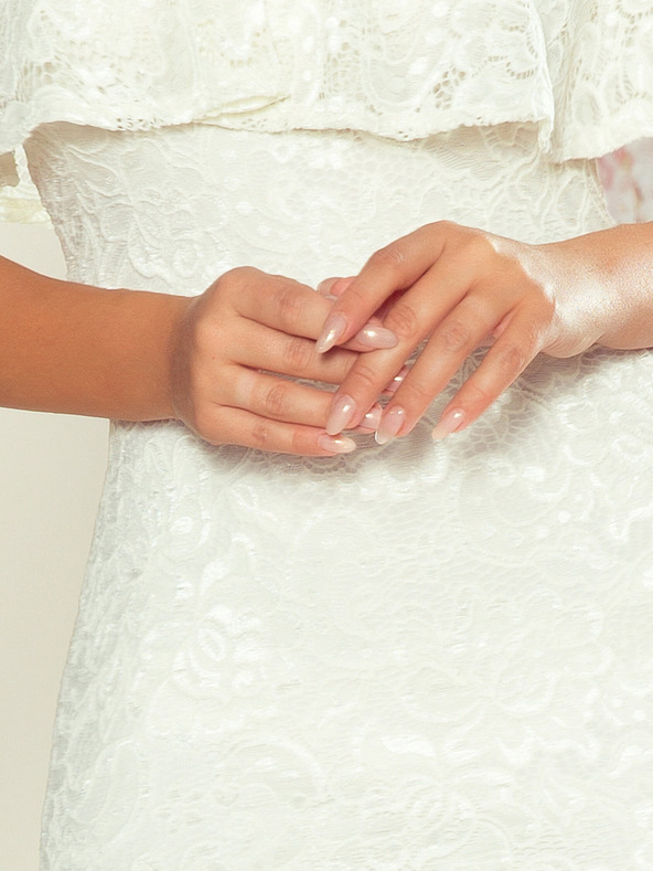 numoco Rochie din dantelă cu volane - ecru Numoco