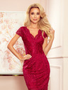 numoco Rochie din dantelă cu decolteu - Burgundy Numoco