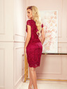 numoco Rochie din dantelă cu decolteu - Burgundy Numoco