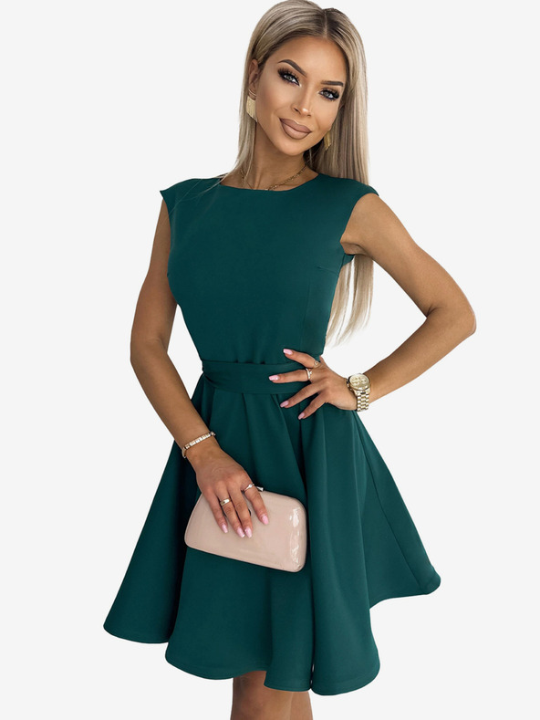 numoco Rochie vaporoasă cu mâneci mici - verde Numoco