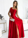 numoco Rochie lungă elegantă din satin cu un singur umăr - roșu Numoco