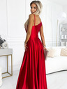 numoco Rochie lungă elegantă din satin cu un singur umăr - roșu Numoco