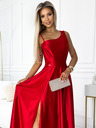 numoco Rochie lungă elegantă din satin cu un singur umăr - roșu Numoco