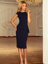 numoco Rochie midi elegantă cu volane - albastru închis Numoco