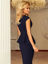 numoco Rochie midi elegantă cu volane - albastru închis Numoco