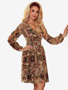 numoco Rochie din șifon cu decolteu și cravată la spate - imprimeu leopard + roz Numoco