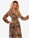 numoco Rochie din șifon cu decolteu și cravată la spate - imprimeu leopard + roz Numoco