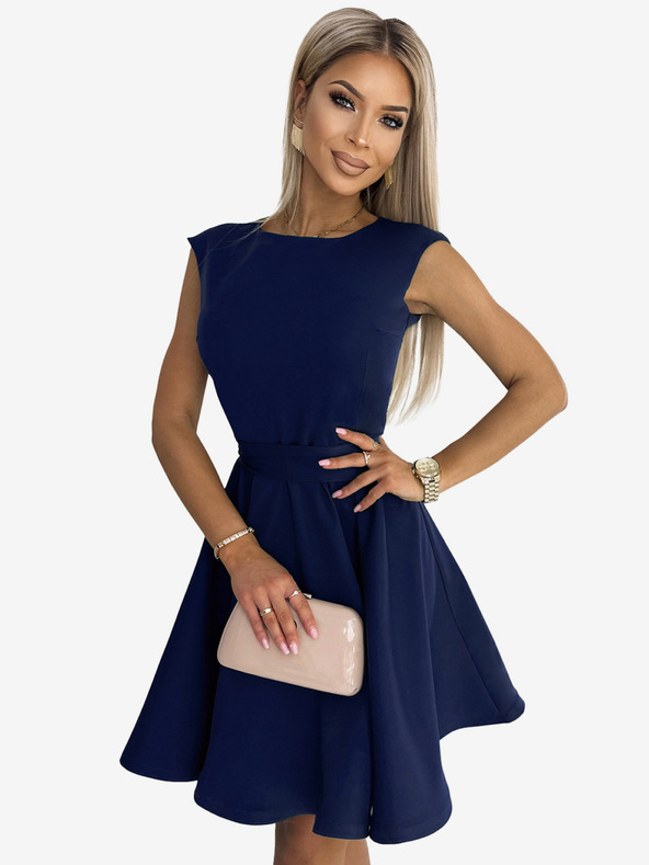 numoco Rochie fluidă cu mâneci mici - albastru închis Numoco