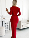 numoco Rochie glitterată cu decolteu și fantă pe picior - roșu Numoco