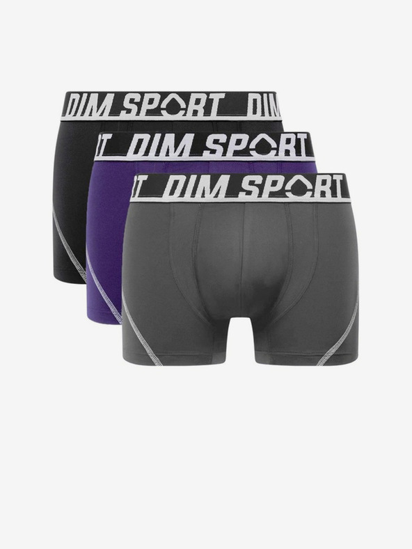 DIM Set de trei boxeri sport în gri, albastru și negru DIM SPORT MICROFIBRE BOXER 3x