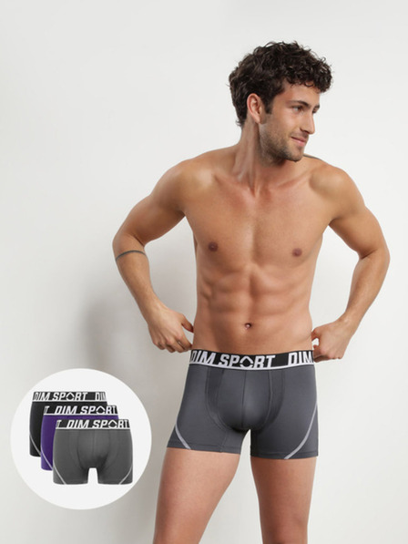 DIM Set de trei boxeri sport în gri, albastru și negru DIM SPORT MICROFIBRE BOXER 3x