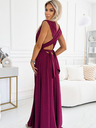 numoco Rochie lungă elegantă cu legături în mai multe moduri - burgundy cu sclipici Numoco