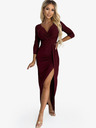 numoco Rochie lucioasă cu decolteu și crăpătură pe picior - Burgundy Numoco