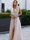 numoco Rochie lungă elegantă cu legături în mai multe moduri - bej cu sclipici Numoco