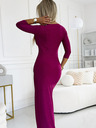 numoco Rochie lucioasă cu decolteu și fantă pe picior - fucsia cu sclipici Numoco