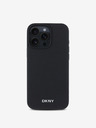 DKNY DKNY PU piele Silver Metal Logo Magsafe Back Cover pentru iPhone 16 Pro Max negru