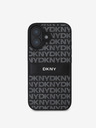 DKNY DKNY PU Leather Repeat Pattern Tonal Stripe Back Cover pentru iPhone 16 negru