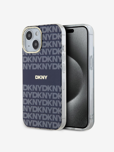 DKNY PC/TPU Repeat Pattern Tonal Stripe Magsafe Back Cover pentru iPhone 15 albastru DKNY