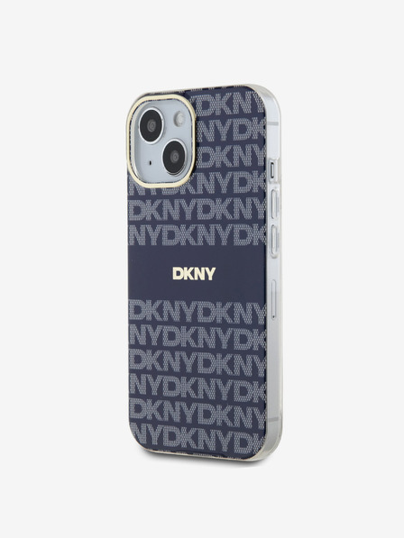 DKNY PC/TPU Repeat Pattern Tonal Stripe Magsafe Back Cover pentru iPhone 15 albastru DKNY