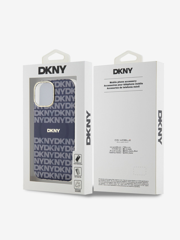 DKNY PC/TPU Repeat Pattern Tonal Stripe Magsafe Back Cover pentru iPhone 15 albastru DKNY