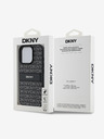 DKNY DKNY PU Leather Repeat Pattern Tonal Stripe Back Cover pentru iPhone 16 Pro Black