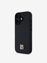 DKNY DKNY PU Leather Repeat Pattern Stack Logo MagSafe Back Cover pentru iPhone 16 negru