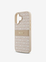 DKNY DKNY PU Leather Repeat Pattern Tonal Stripe Back Cover pentru iPhone 16 Plus roz