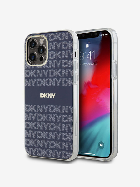 DKNY PC/TPU Repeat Pattern Tonal Stripe Magsafe Back Cover pentru iPhone 12/12 Pro albastru DKNY