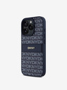 DKNY DKNY PU Leather Repeat Pattern Tonal Stripe Back Cover pentru iPhone 16 Pro Albastru