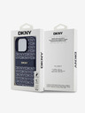 DKNY DKNY PU Leather Repeat Pattern Tonal Stripe Back Cover pentru iPhone 16 Pro Albastru