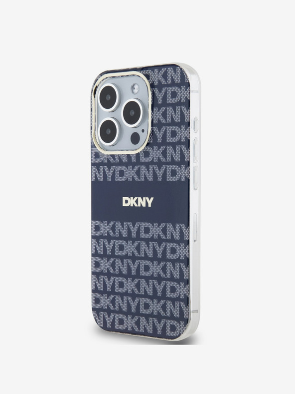 DKNY PC/TPU Repeat Pattern Tonal Stripe Magsafe Back Cover pentru iPhone 15 Pro Max albastru DKNY