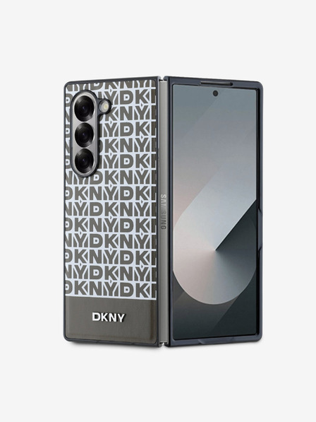 DKNY DKNY PU Leather Repeat Pattern Bottom Stripe MagSafe Back Cover pentru Samsung Galaxy Z Fold 6 Brown